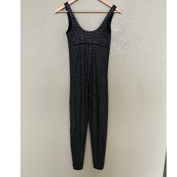 Yitty Black Catsuit Bedazzled Bodysuit Medium Full Length Onesie Rhinestone - Picture 5 of 9